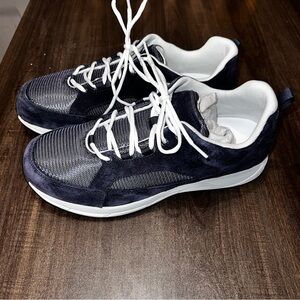 L.L. Bean Men's Comfort Fitness Walking Shoes Suede Mesh Navy Blue Size 10W EUC